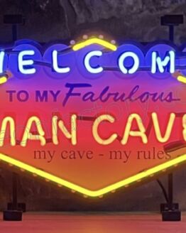 Neon verlichting man cave.