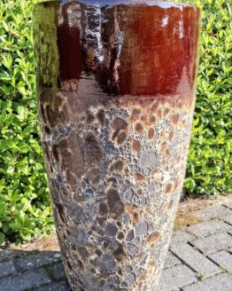 Geglazuurde pot vulcano hoog 65 cm.