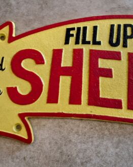 Gietijzeren bord Shell.