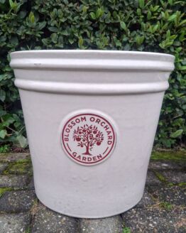 Geglazuurde pot stin ivoor 38 cm hoog.