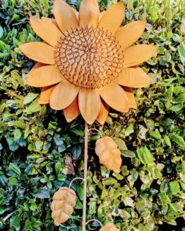 Roest zonnebloem op tuinsteker diameter 35 cm.