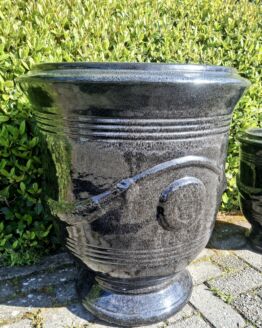 Geglazuurde anduze pot bl black hoog 66 cm.
